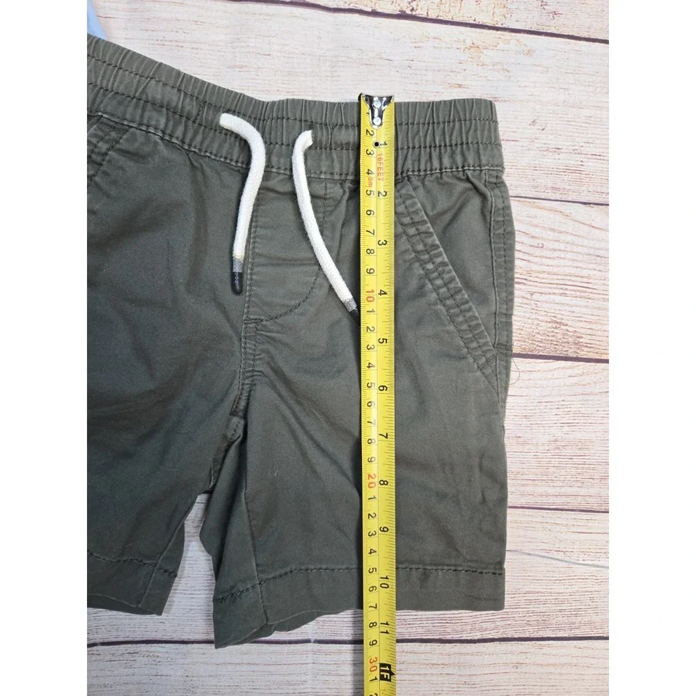 2 Pairs Members Mark Boys Woven Tie Shorts Olive and Blue Size 4/5 pull on